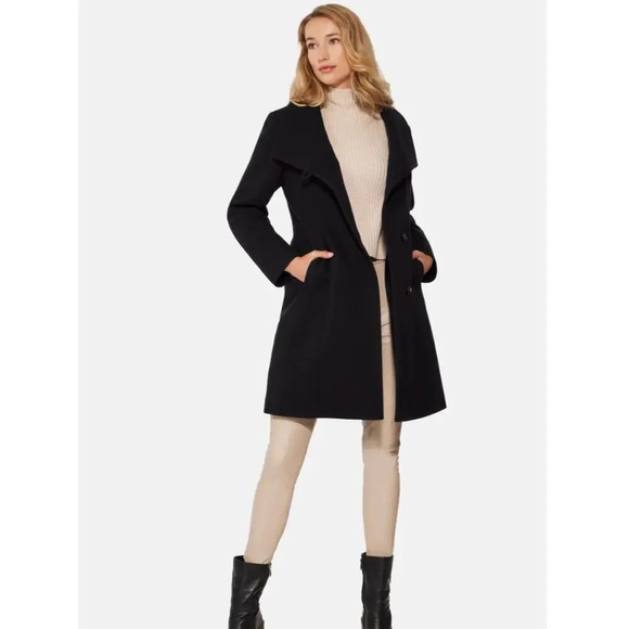 Banana Republic Women's‎ Black Overcoat Size Small 3/4 Sleeve Mid-Length Elegant - Picture 1 of 8
